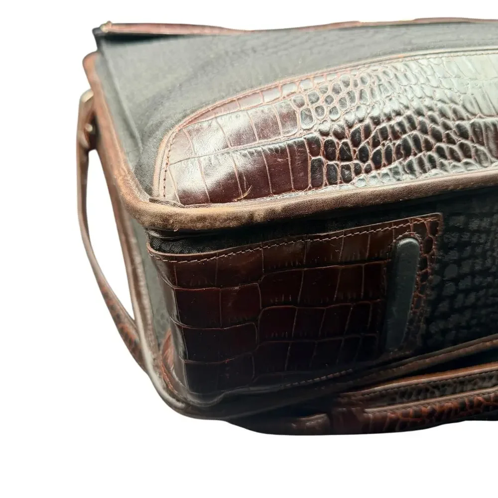 Brighton for Business Martha Leather Laptop Briefcase Croc Trim Work Bag